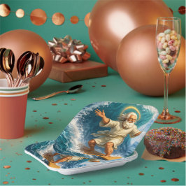 Title surfing Moses biblical art party paper plate