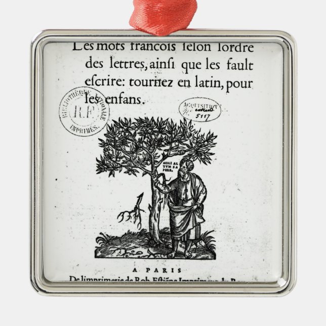 Titlepage av den första Fransk-Latin ordboken Julgransprydnad Metall (Framsidan)