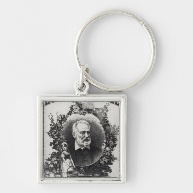 Titlepage första upplaga av 'Les Miserables Fyrkantig Silverfärgad Nyckelring (Framsidan)