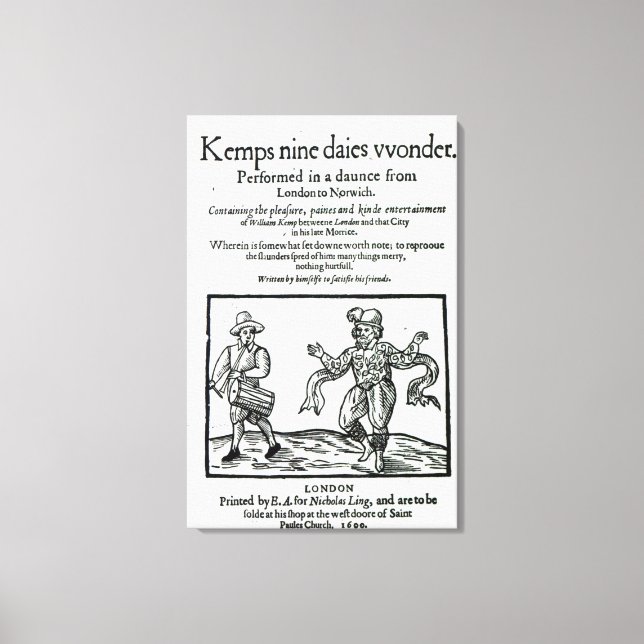 Titlepage till William Kemp's Canvastryck (Framsida)