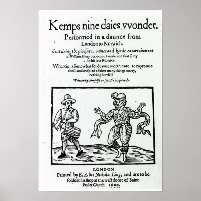 Titlepage till William Kemp's Poster (Framsidan)