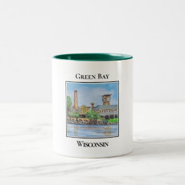 Titletown, Grönt Bay Wisconsin Två-Tonad Mugg