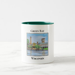 Titletown, Grönt Bay Wisconsin Två-Tonad Mugg