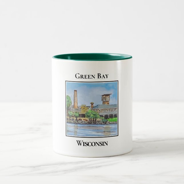 Titletown, Grönt Bay Wisconsin Två-Tonad Mugg (Center)