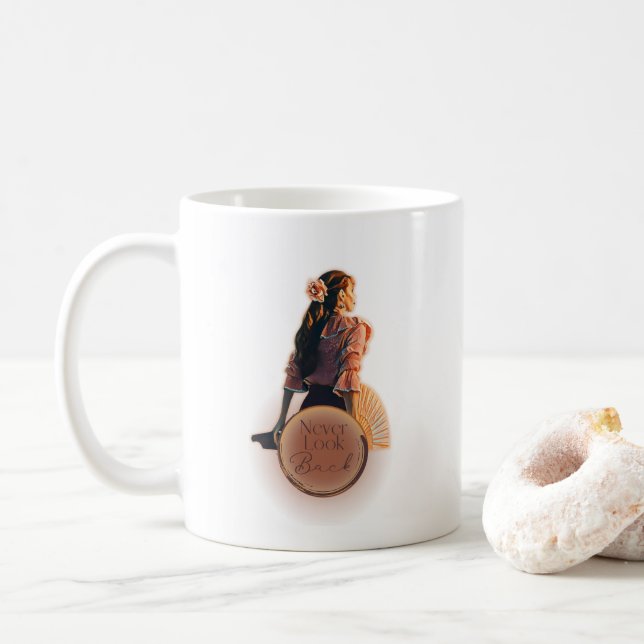 Titta aldrig tillbaka vitt kaffemugg (Med munk)