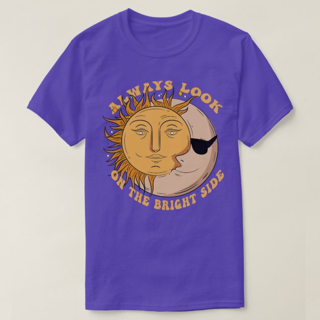 Titta alltid på den ljusa sidan Måne Sol Boho Bohe T Shirt (Design framsida)