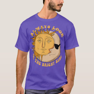 Titta alltid på den ljusa sidan Måne Sol Boho Bohe T Shirt