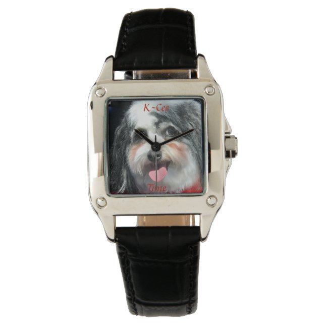 Titta, Dam, Cute Hund-foto, K-Cee Time Watch Armbandsur (Framsida)