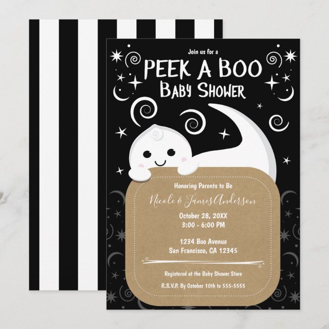 Titta ett BOO-spöke Halloween-barnkalas Inbjudningar (Fram/baksida)