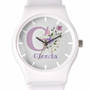 Titta i en Blommigt med Namn och initial Armbandsur