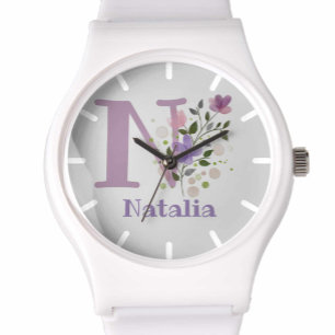Titta i en Blommigt med Namn och initial Armbandsur