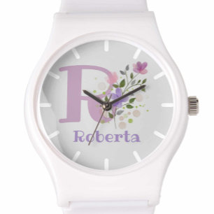 Titta i en Blommigt med Namn och initial Armbandsur