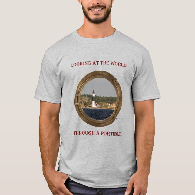 Titta igenom porthole bild-skjorta t shirt (Framsida)