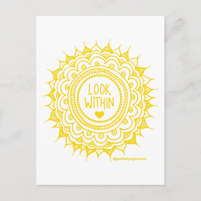 Titta inom Mandala Postcards Guld Vykort (Framsida)