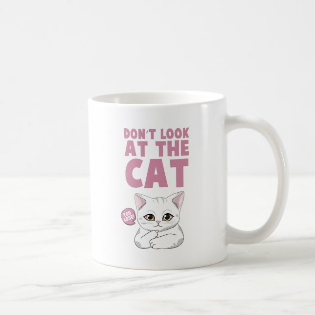 Titta inte på katten - en rolig vit katt kaffemugg (Höger)
