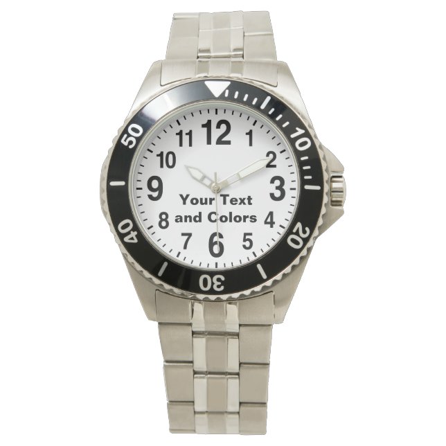 Titta med BIG-nummer med din text och FÄRG Armbandsur (Framsida)
