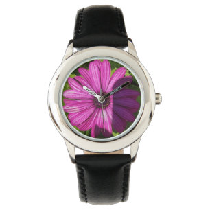 Titta med lila blomcentrum armbandsur