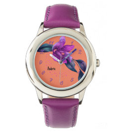 Titta med Lila Orchid på Orangen Armbandsur