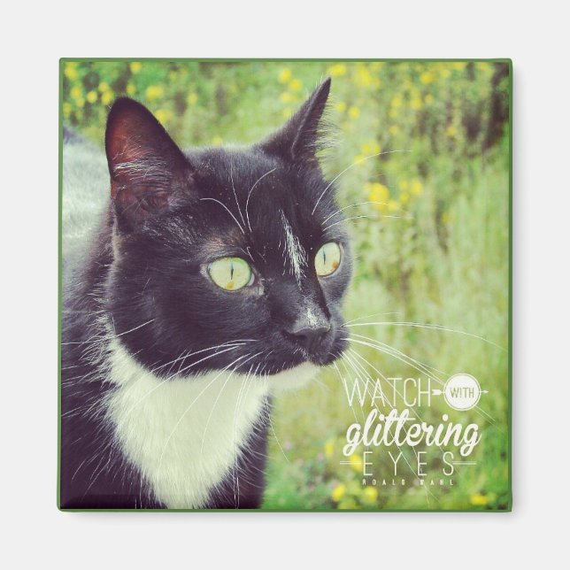 Titta med skärande Öga-katt Magnet (Framsidan)