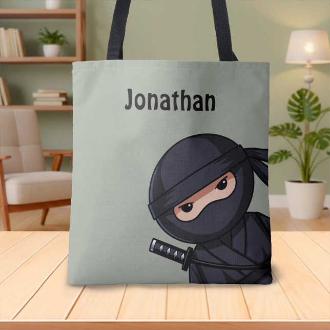 Titta Ninja Anpassat Namn Sagegrön Tygkasse (Skapare uppladdad)