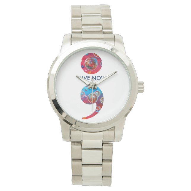 Titta nu - Semicolon Bubbles "Live now" Armbandsur (Framsida)