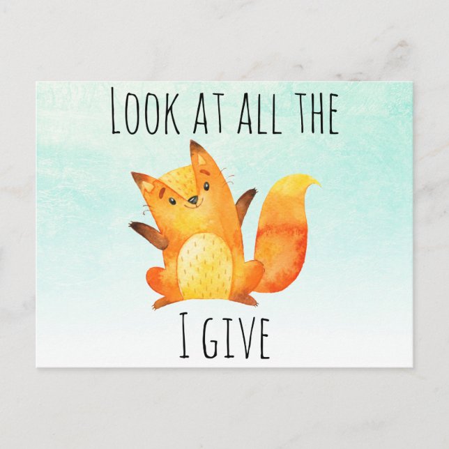 Titta på alla rävar i Ge | Funny vattenfärg Vykort (Framsida)