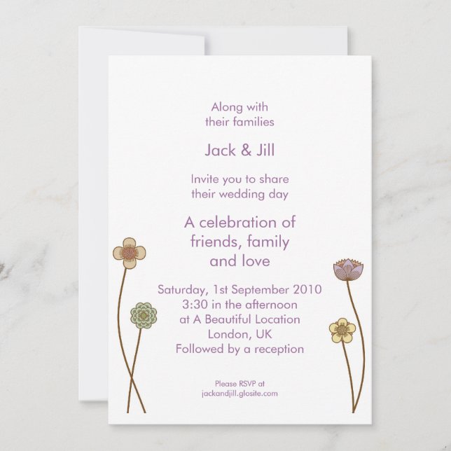 Titta på blommor (vita) 5x7 inbjudningar (Framsida)