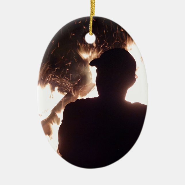 Titta på branden julgransprydnad keramik (Framsidan)