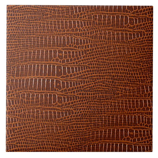 Titta på Brown Realistic Alligator Skin Kakelplatta (Framsidan)