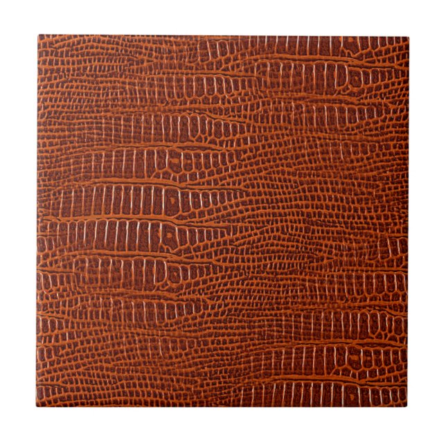 Titta på Brown Realistic Alligator Skin Kakelplatta (Framsidan)