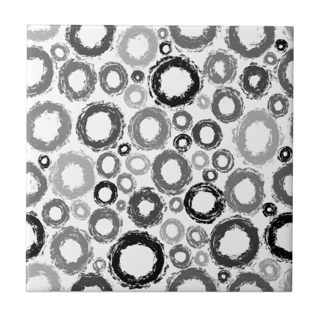 Titta på de moderna Grått Black Dry Push Circles Kakelplatta (Framsidan)