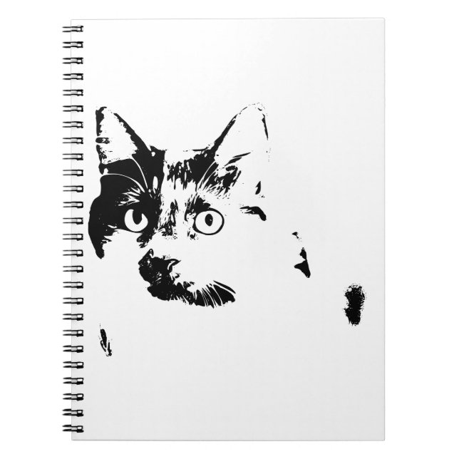 Titta på den bärbara datorn Cat Porträtt Anteckningsbok (Framsidan)