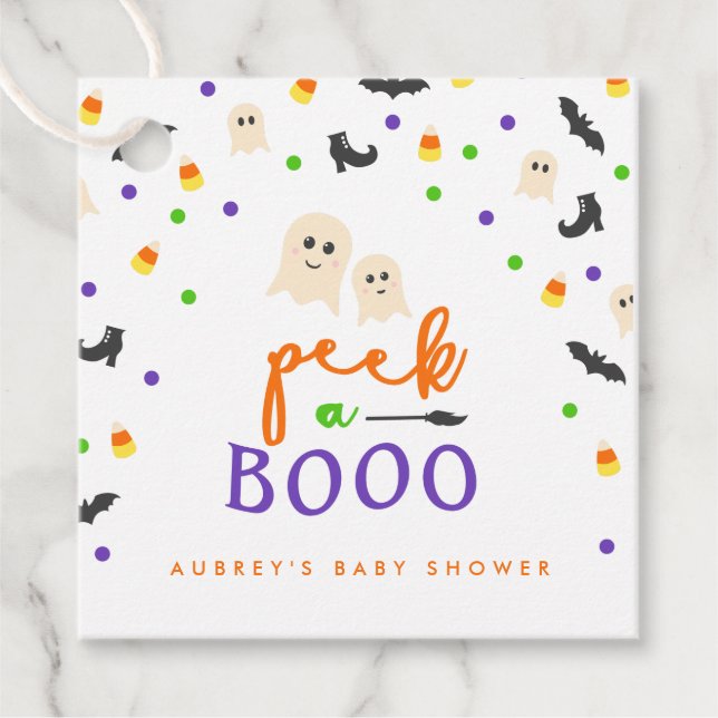 Titta på en Boo Halloween Baby Shower Gåvor Etiketter (Framsida)