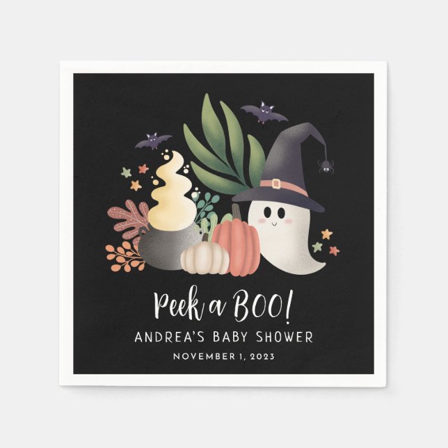 Titta på en Boo Halloween Ghost Baby Shower Pappersservett (Framsidan)