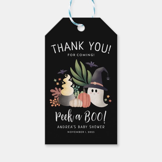 Titta på en Boo Halloween Ghost Baby Shower Presentetikett (Framsidan)