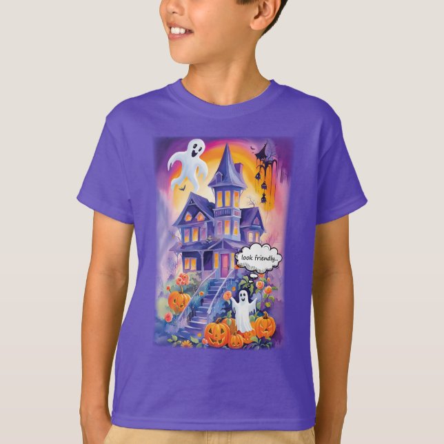Titta på Friendly Halloween Spöken Funny T Shirt (Framsida)