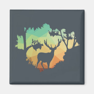 Titta på Hjort Silhouette i naturen Magnet