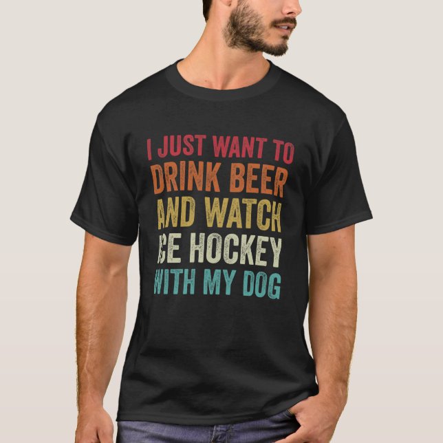 Titta på ishockey med min Hund Lusnyis Hockey Fläk T Shirt (Framsida)