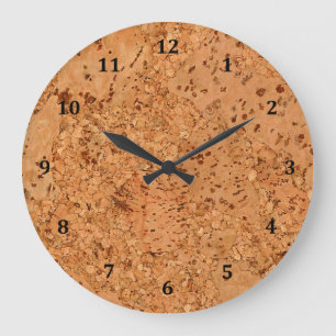 Titta på Macadamia Kork Burl Wood Grain Stor Klocka