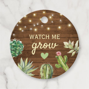 Titta på mig Grow Rustic Baby Shower Cacti Cactus Gåvor Etiketter