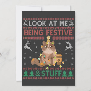 Titta på mig som är festlig och ful julkatt inbjudningar