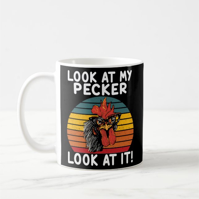 Titta på min Pecker och titta på det för kyckling Kaffemugg (Vänster)