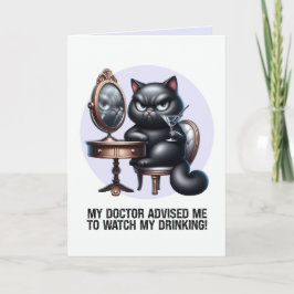 Titta på min roliga svarta katt som dricker kort