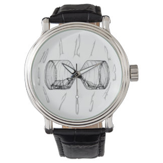 Titta på nummer och dränering av upprätt timglas a armbandsur