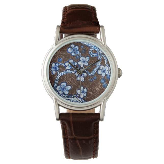 Titta på Original Körsbärsblomvattenfärg  Armbandsur (Framsida)