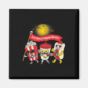 Titta på skräckfilmer Halloween Roligt Spöke Skele Magnet
