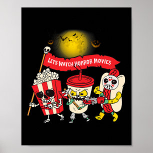 Titta på skräckfilmer Halloween Roligt Spöke Skele Poster