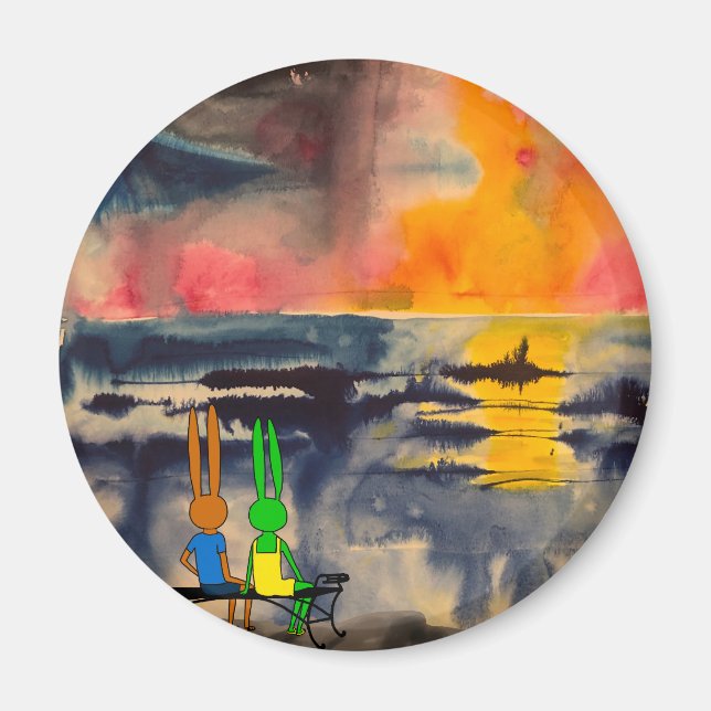 titta på solnedgången magnet (Framsidan)