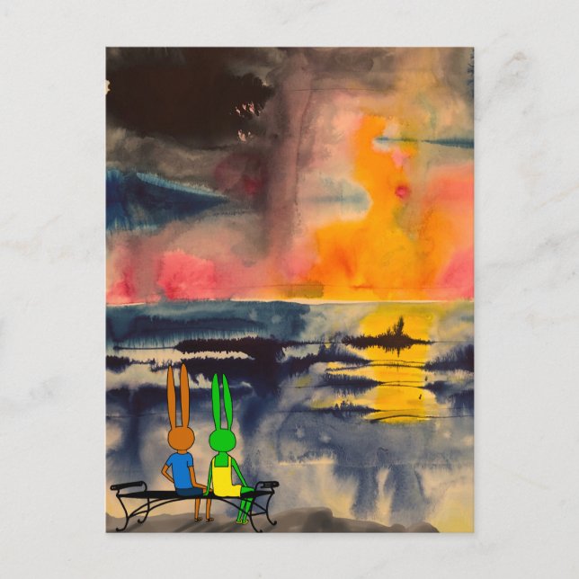 titta på solnedgången vykort (Framsida)