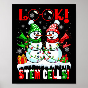 Titta! Stamceller Xmas Snö Par Snömannen Vetenskap Poster